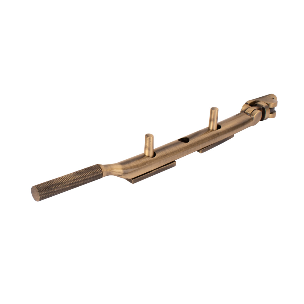 Dart Knurled Window Casement Stay - 200mm - Antique Brass